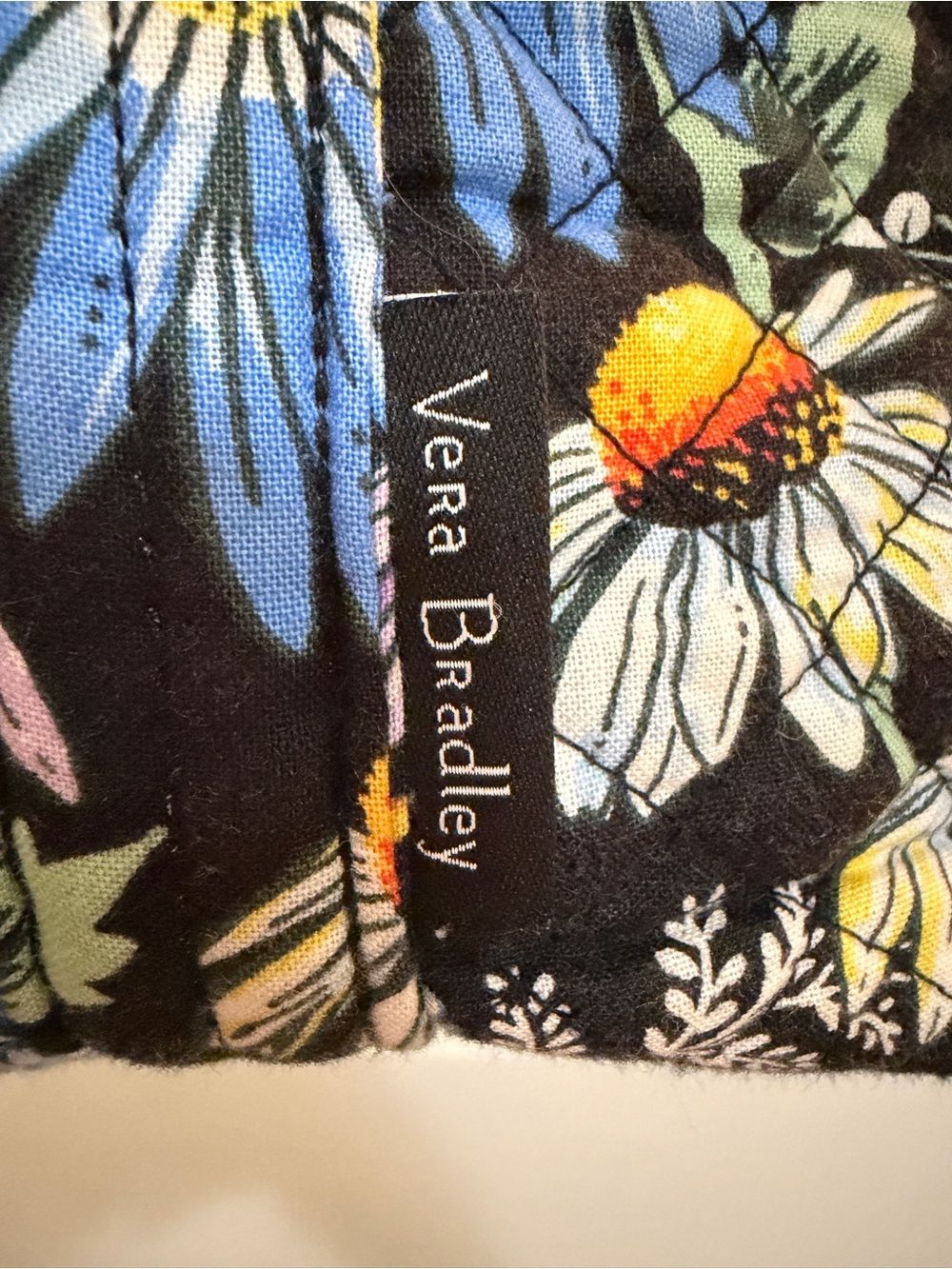 Vera Bradley Black Quilted Floral Tote with Multi-Color Blooms Great Condition - Picture 16 of 17